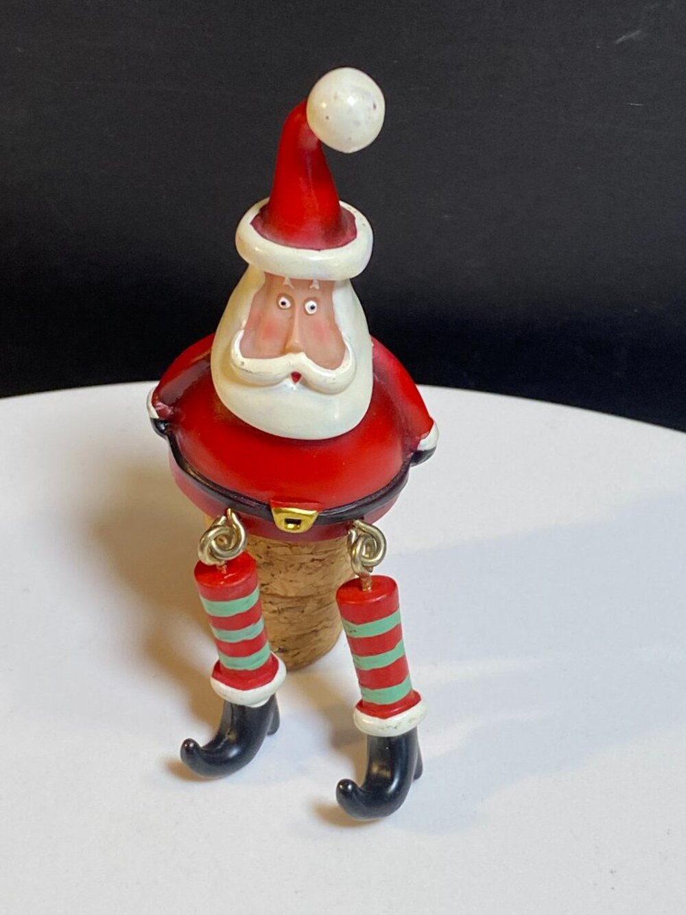 Santa Wine Bottle Stopper Christmas Cork Decorative Vintage Barware